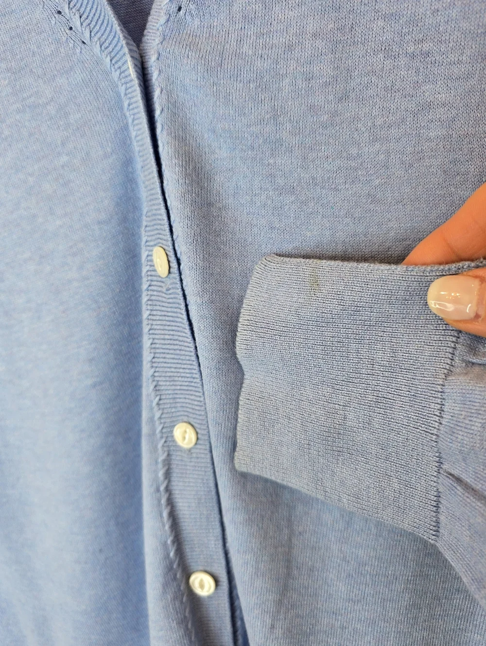 Banana Republic Sky Blue Knit Sweater Size M 85% Cotton 15% Wool - Picture 4 of 11